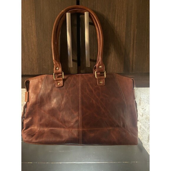 Valenchi Genuine 100% Brown Leather Large Embossed Tooled Floral Shoulder Bag - Picture 5 of 12